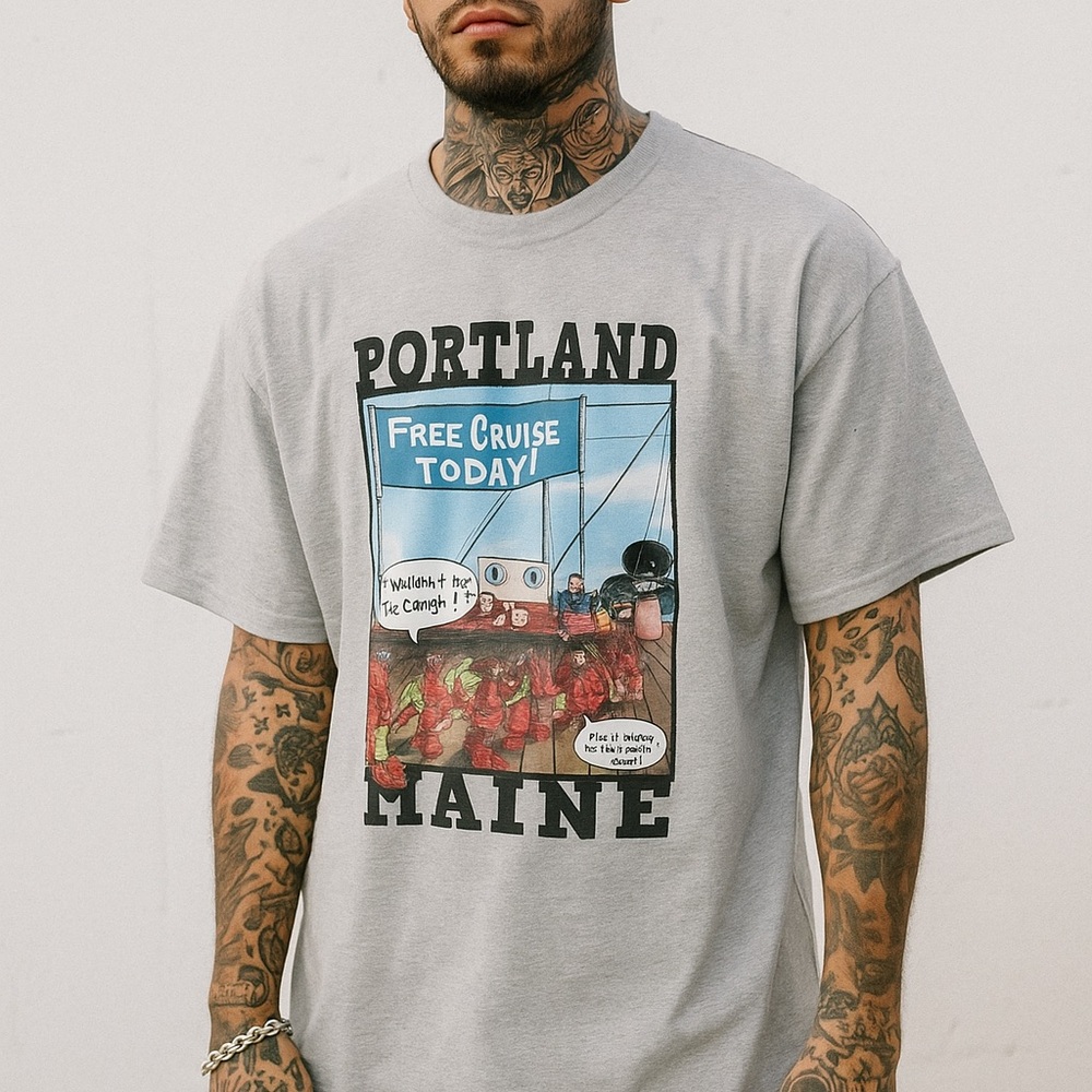 Portland Maine Graphic Tee in Light Gray